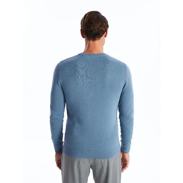 LCWAIKIKI Classic Mavi Bisiklet Yaka Erkek Triko Kazak