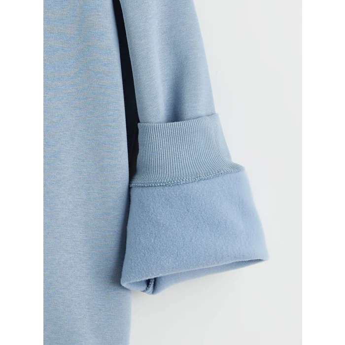 LCW Kids Mavi Baskılı Kız Çocuk Kalın Sweatshirt