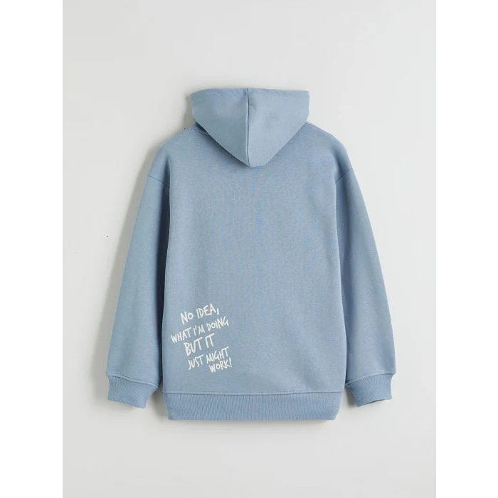 LCW Kids Mavi Baskılı Kız Çocuk Kalın Sweatshirt