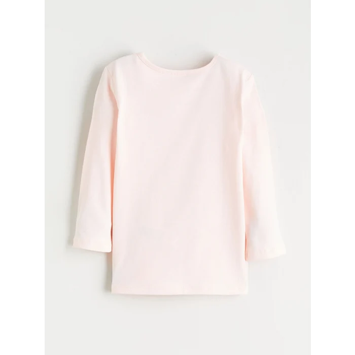 LCW Kids Pembe Bisiklet Yaka Baskılı Uzun Kollu Kız Çocuk Pijama Takımı