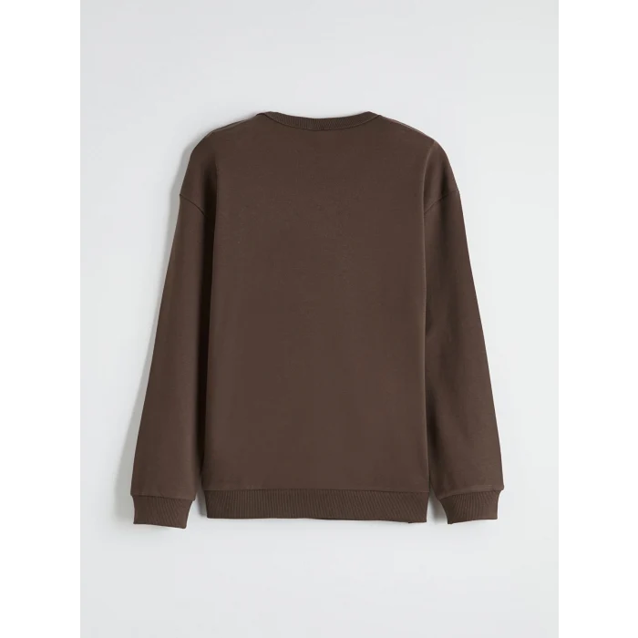 LCW Kids Kahverengi Bisiklet Yaka Osaka Baskılı Erkek Çocuk Sweatshirt