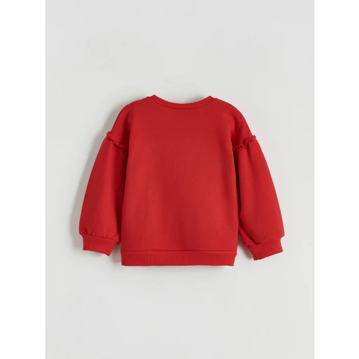 LCW baby Kırmızı Ayıcık Baskılı Kız Bebek Sweatshirt