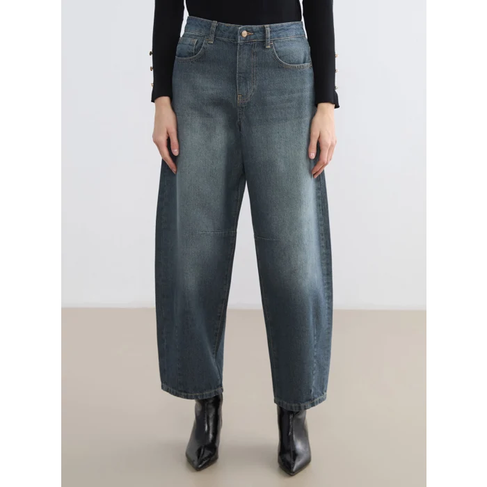 LCW Jeans İndigo Barrel Fit Kadın Jean Pantolon