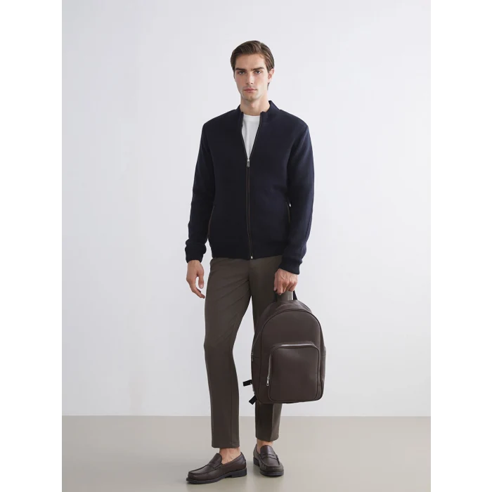 LCWAIKIKI Classic Lacivert Standart Kalıp Kolej Yaka Erkek Triko Hırka