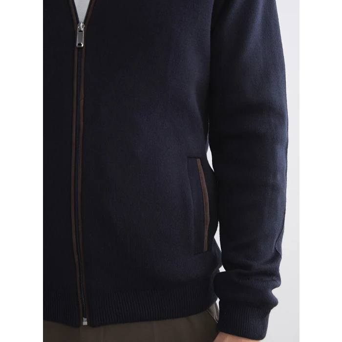 LCWAIKIKI Classic Lacivert Standart Kalıp Kolej Yaka Erkek Triko Hırka