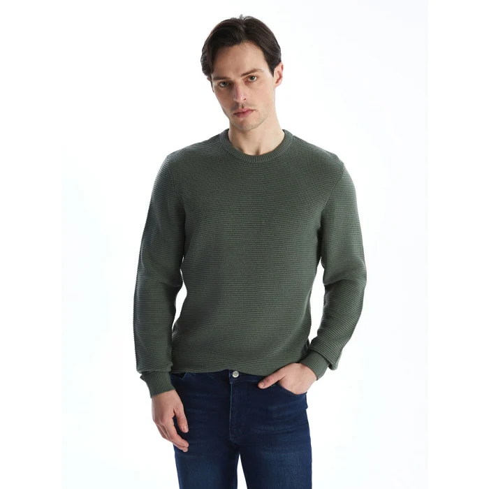 LCWAIKIKI Classic Yeşil Bisiklet Yaka Erkek Triko Kazak