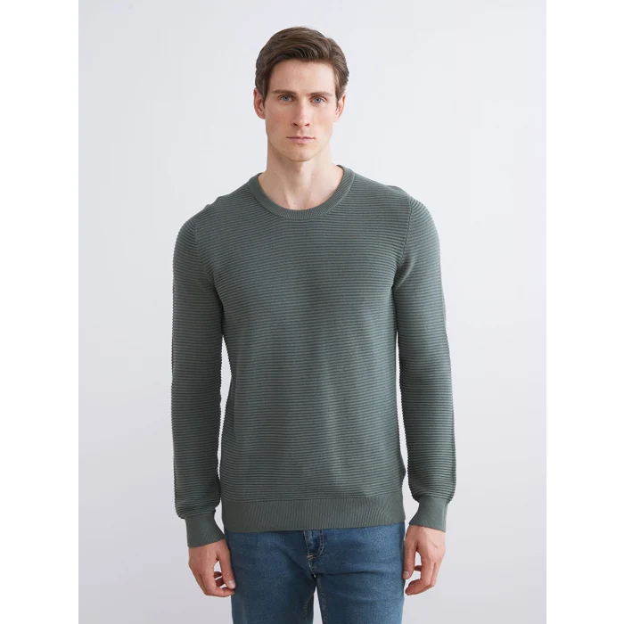 LCWAIKIKI Classic Yeşil Bisiklet Yaka Erkek Triko Kazak