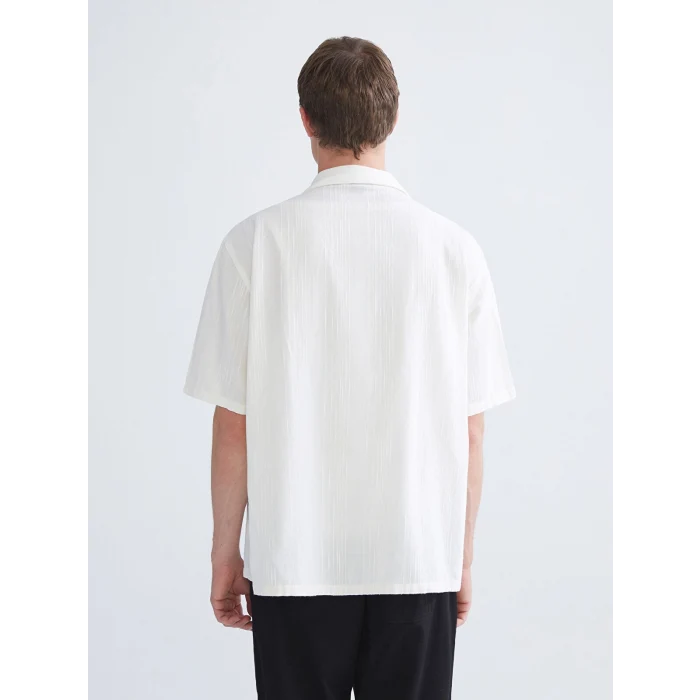 XSIDE Ekru Regular Fit Resort Yaka Kısa Kollu Erkek Gömlek