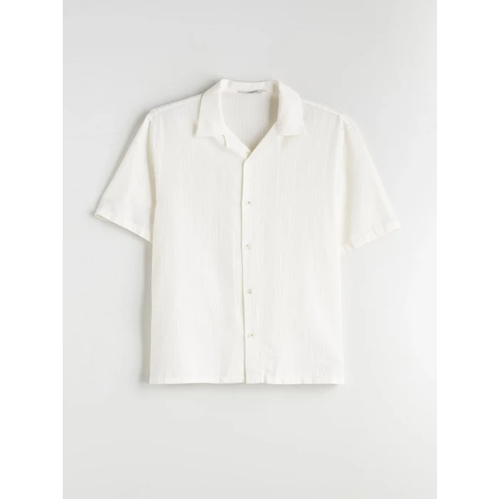 XSIDE Ekru Regular Fit Resort Yaka Kısa Kollu Erkek Gömlek