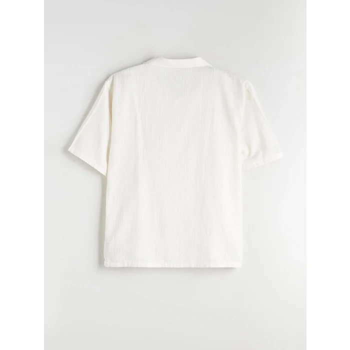 XSIDE Ekru Regular Fit Resort Yaka Kısa Kollu Erkek Gömlek