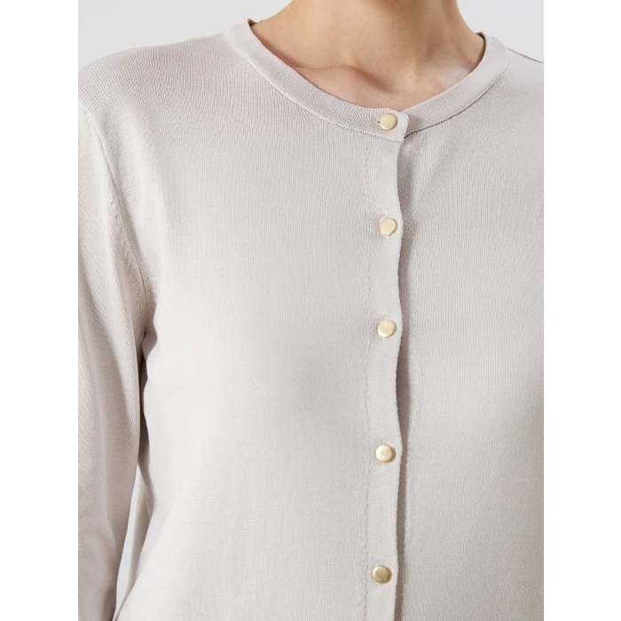 LCWAIKIKI Classic Bej Bisiklet Yaka Kadın Triko Hırka