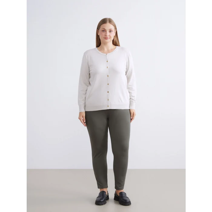 LCWAIKIKI Classic Bej Bisiklet Yaka Kadın Triko Hırka