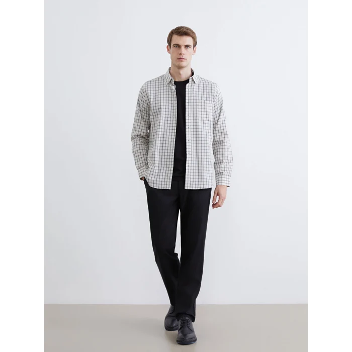 SOUTHBLUE Ekru Regular Fit Uzun Kollu Ekose Erkek Oduncu Gömlek