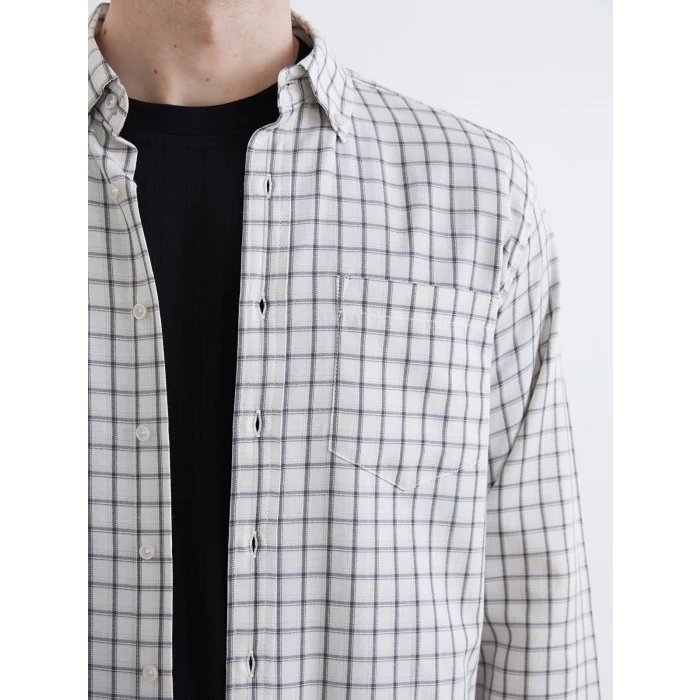 SOUTHBLUE Ekru Regular Fit Uzun Kollu Ekose Erkek Oduncu Gömlek