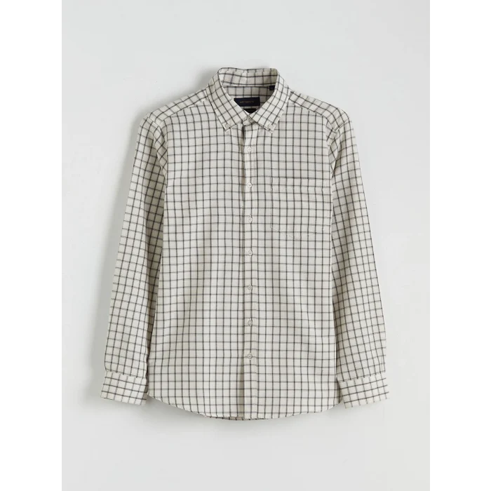 SOUTHBLUE Ekru Regular Fit Uzun Kollu Ekose Erkek Oduncu Gömlek