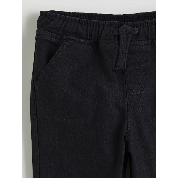 LCW Kids Siyah Beli Lastikli Slim Fit Erkek Çocuk Jean Pantolon