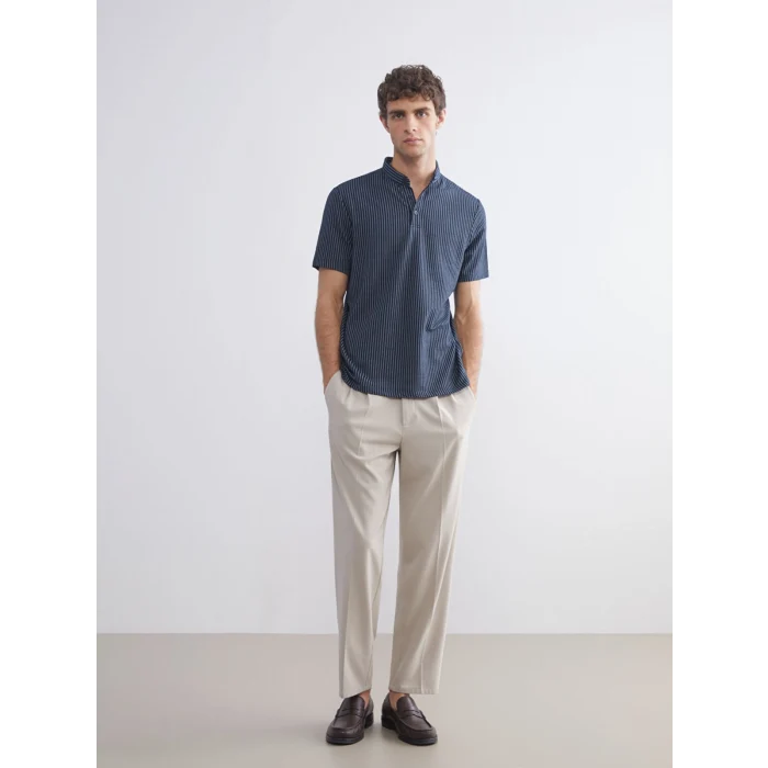 LCW Vision Lacivert Polo Yaka Çizgili Erkek Tişört