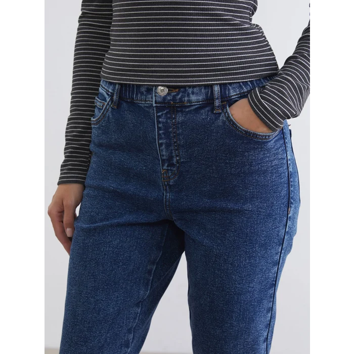 LCWAIKIKI Classic İndigo Slim Mom İçi Şardonlu Kadın Jean Pantolon