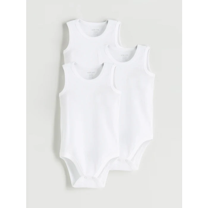 LCW baby Ekru Basic Erkek Bebek Çıtçıtlı Body 3lü