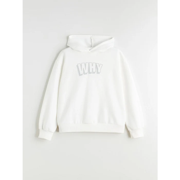 LCW Kids Ekru Kapüşonlu Kız Çocuk Kalın Sweatshirt