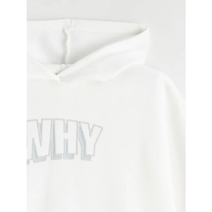 LCW Kids Ekru Kapüşonlu Kız Çocuk Kalın Sweatshirt