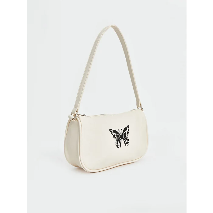 LCW ACCESSORIES Ekru Kelebek Baskılı Kız Çocuk Kol Çantası