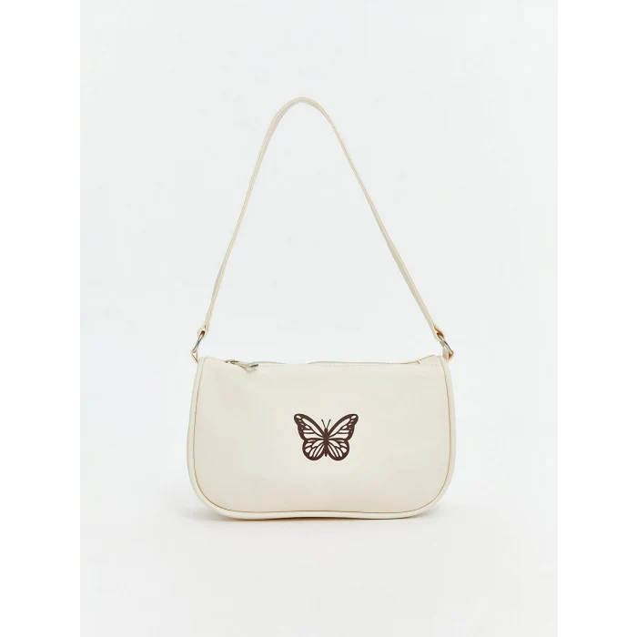 LCW ACCESSORIES Ekru Kelebek Baskılı Kız Çocuk Kol Çantası