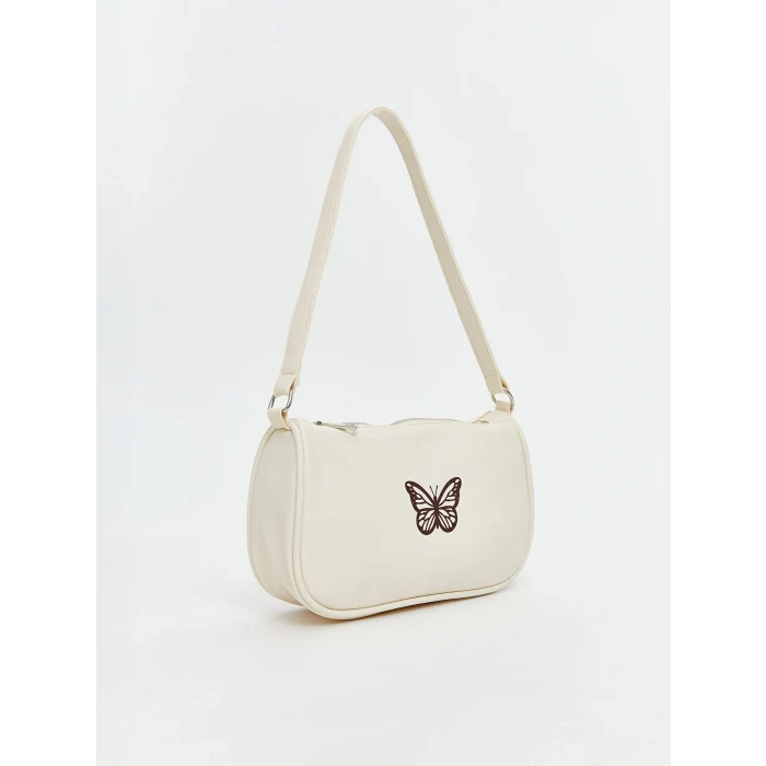 LCW ACCESSORIES Ekru Kelebek Baskılı Kız Çocuk Kol Çantası
