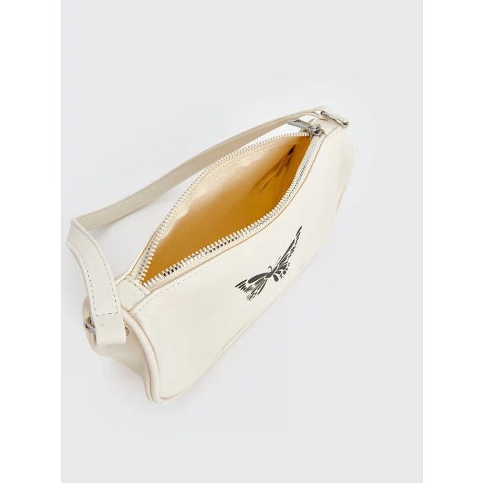 LCW ACCESSORIES Ekru Kelebek Baskılı Kız Çocuk Kol Çantası