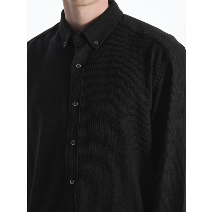 LCW Vision Siyah Regular Fit Uzun Kollu Erkek Gömlek