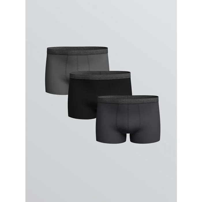 LC WAIKIKI Antrasit Standart Kalıp Pamuklu Esnek Erkek Boxer 3lü