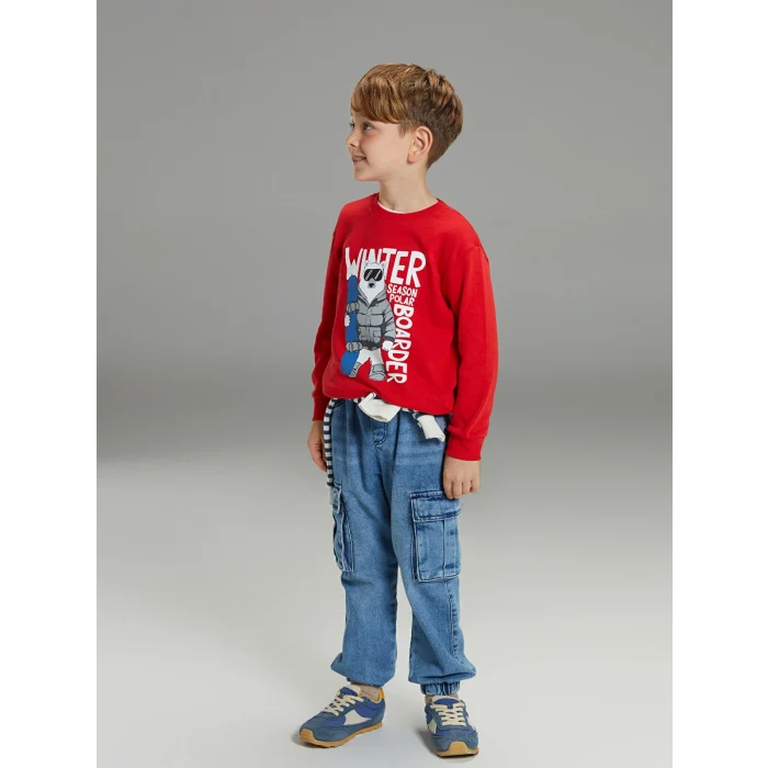 LCW Kids İndigo Beli Lastikli Erkek Çocuk Jogger Jean Pantolon