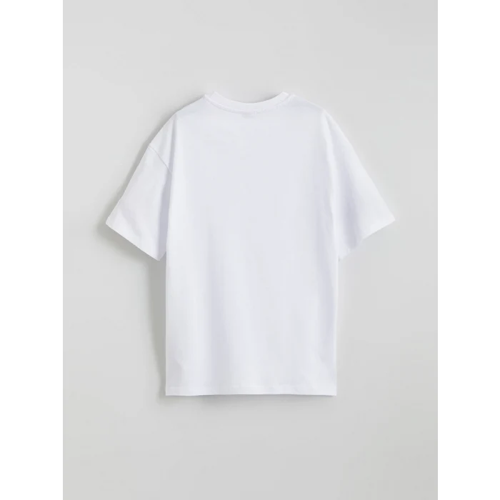 LCW Kids Beyaz Bisiklet Yaka Basic Kız Çocuk Tişört