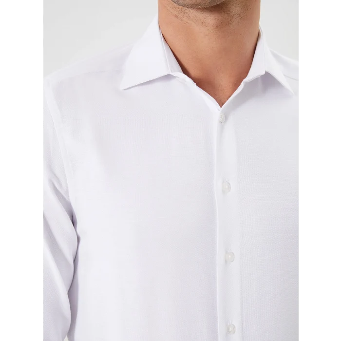 LCW BUSINESS Beyaz Büyük Beden Slim Fit Uzun Kollu Oxford Erkek Gömlek