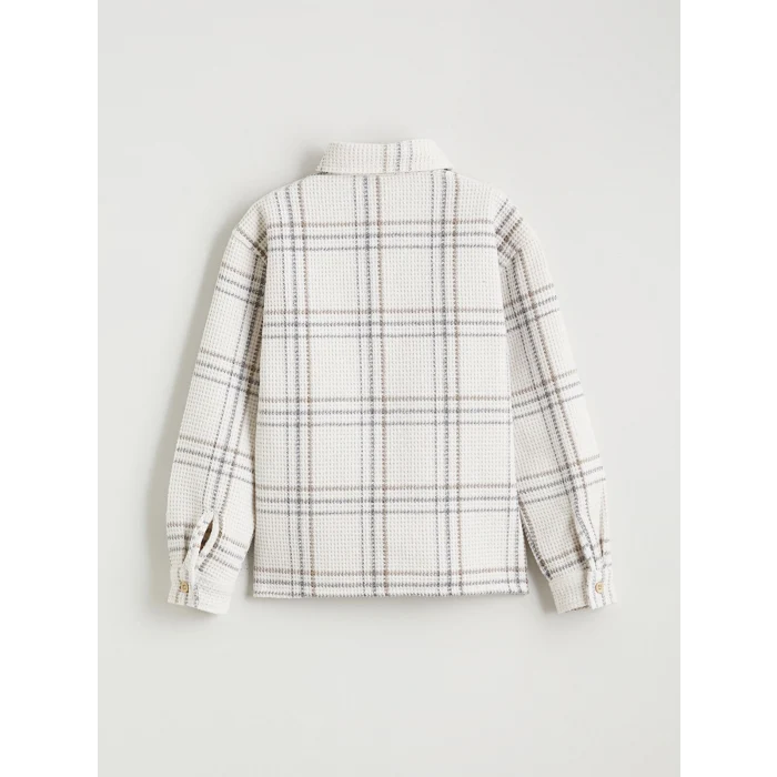 LCW Kids Ekru Uzun Kollu Ekose Erkek Çocuk Gömlek