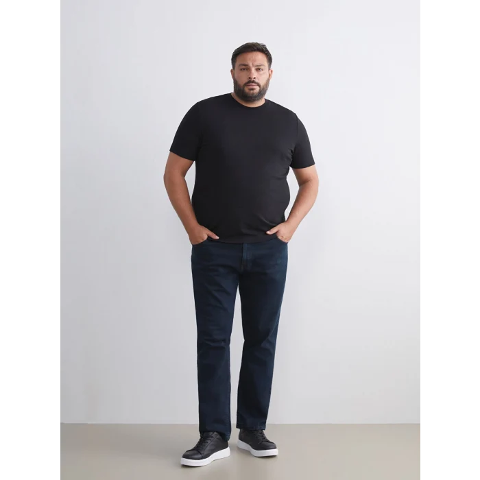 LCWAIKIKI Classic Siyah Bisiklet Yaka Penye Erkek Tişört