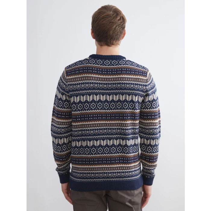 LCWAIKIKI Classic Lacivert Bisiklet Yaka Desenli Erkek Triko Kazak