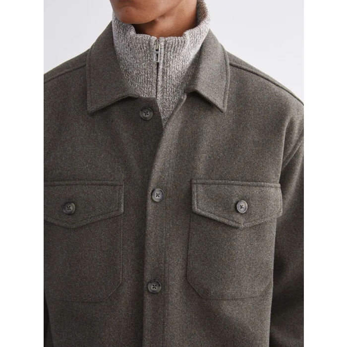 LCW Vision Yeşil Regular Fit Uzun Kollu Kaşe Erkek Gömlek Ceket