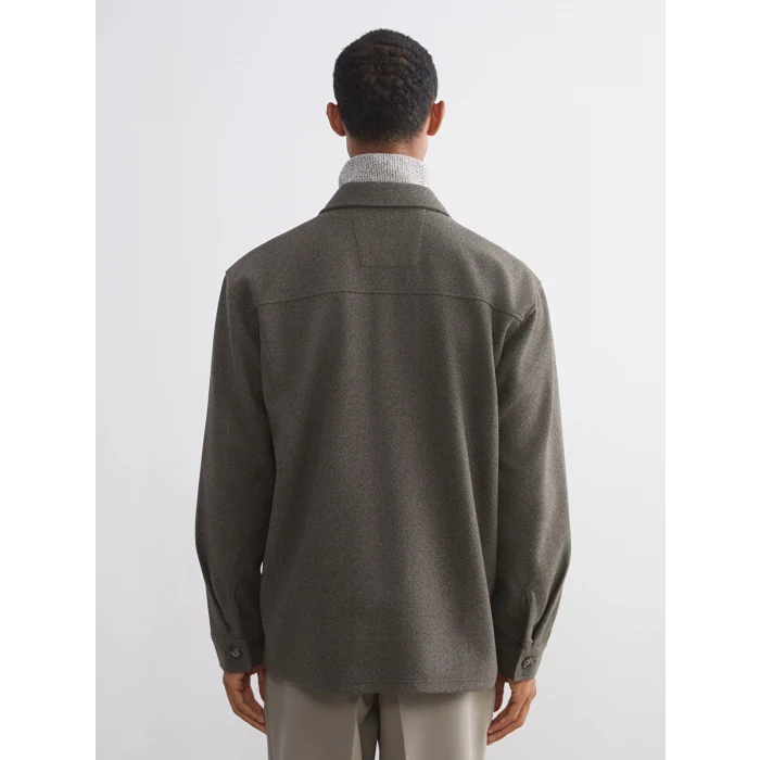 LCW Vision Yeşil Regular Fit Uzun Kollu Kaşe Erkek Gömlek Ceket