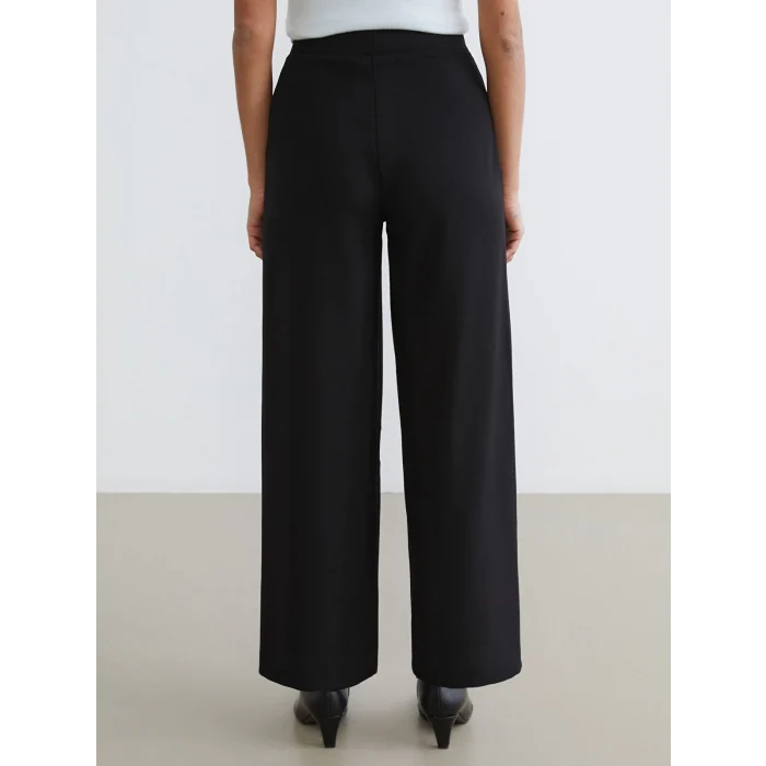 LCW Modest Siyah Beli Lastikli Geniş Paça Kadın Pantolon