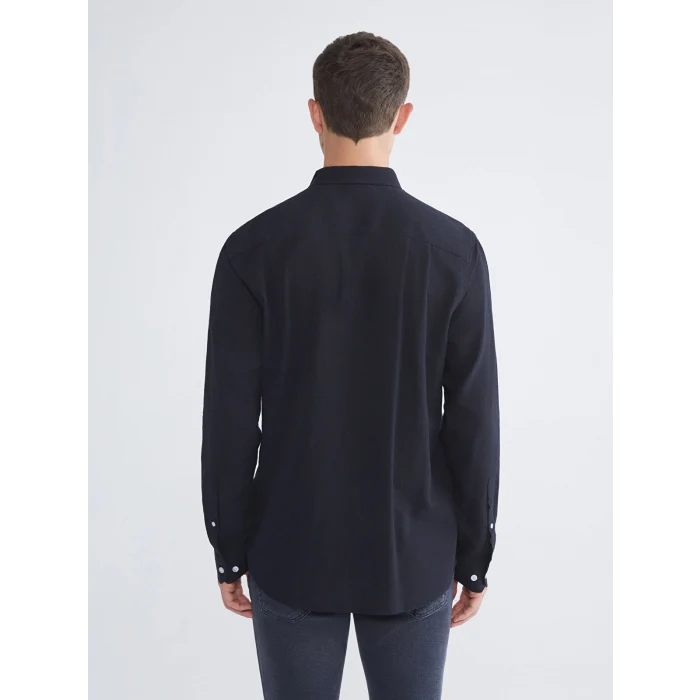 LCWAIKIKI Classic Lacivert Regular Fit Uzun Kollu Erkek Dokulu Gömlek