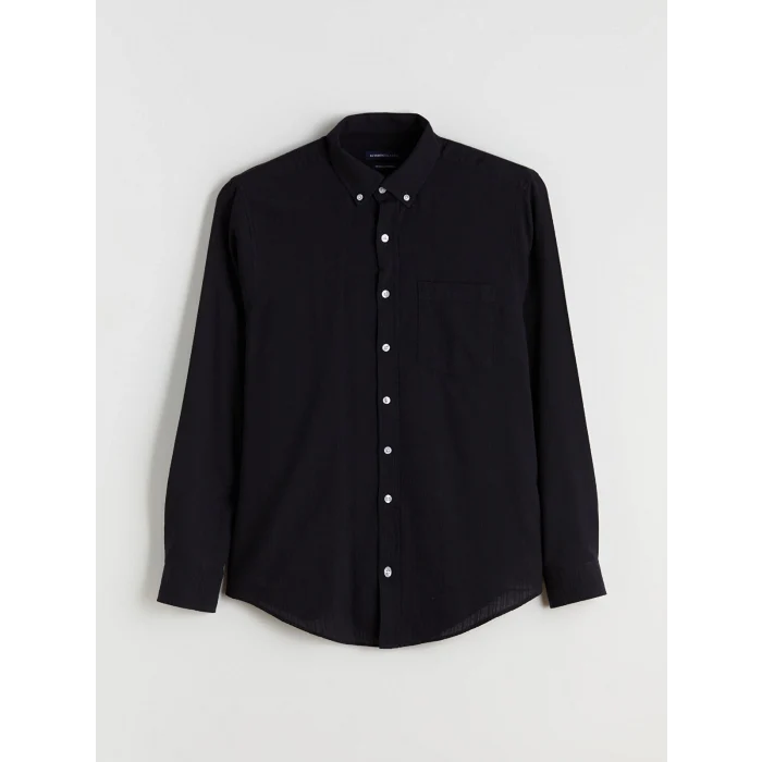 LCWAIKIKI Classic Lacivert Regular Fit Uzun Kollu Erkek Dokulu Gömlek