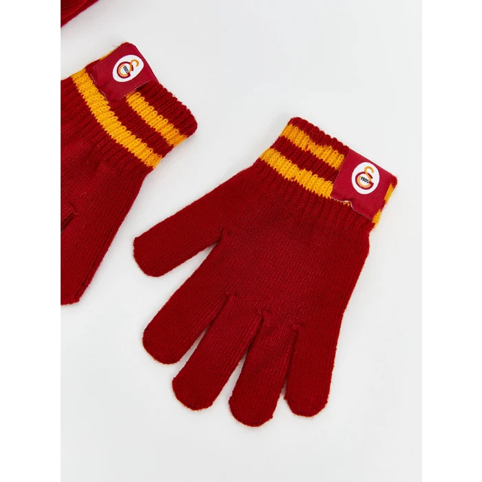 LCW ACCESSORIES Kırmızı Galatasaray Nakışlı Erkek Çocuk Atkı Bere Eldiven Seti