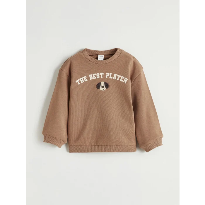 LCW baby Kahverengi Baskılı Erkek Bebek Sweatshirt