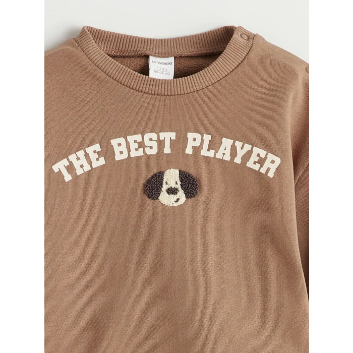 LCW baby Kahverengi Baskılı Erkek Bebek Sweatshirt
