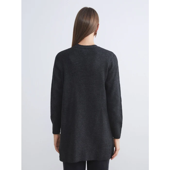 LCWAIKIKI Classic Antrasit Şal Yaka Kadın Triko Hırka