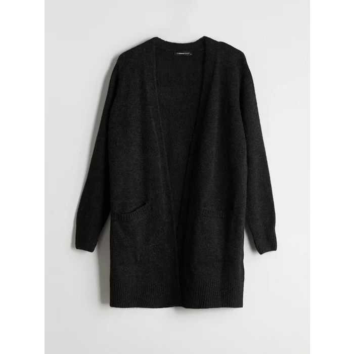 LCWAIKIKI Classic Antrasit Şal Yaka Kadın Triko Hırka