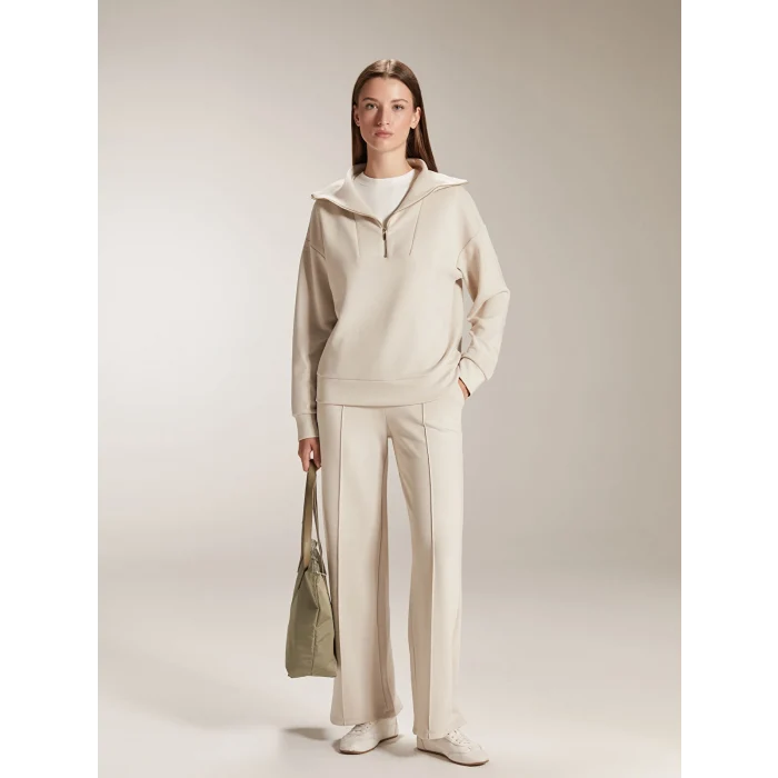 LCW Vision Gri Dik Yaka Kadın Sweatshirt