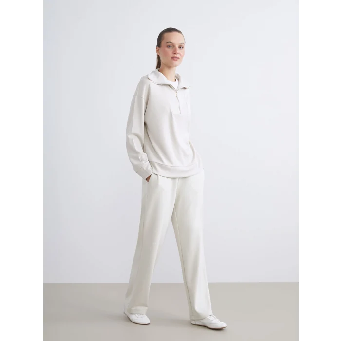 LCW Vision Gri Dik Yaka Kadın Sweatshirt