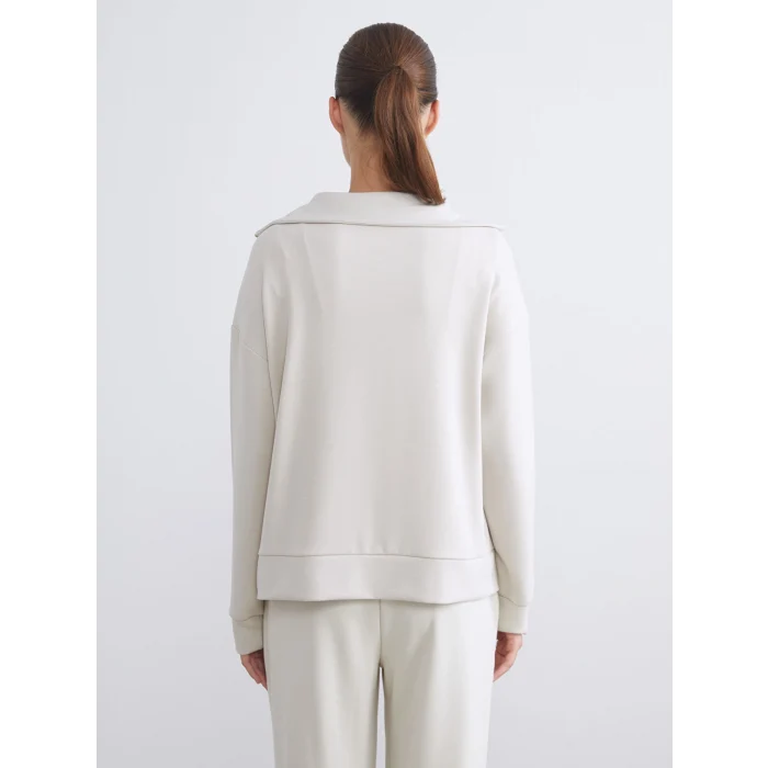 LCW Vision Gri Dik Yaka Kadın Sweatshirt